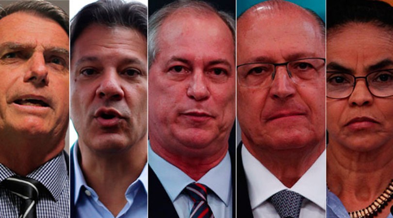 Pesquisa Ibope para presidente: Bolsonaro, 27%; Haddad, 21%; Ciro, 12%; Alckmin, 8%; Marina, 6%