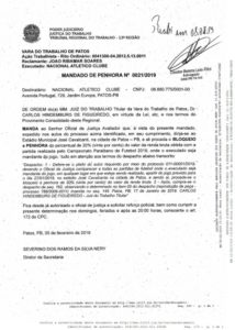 documento juiz vara trabalhista patos