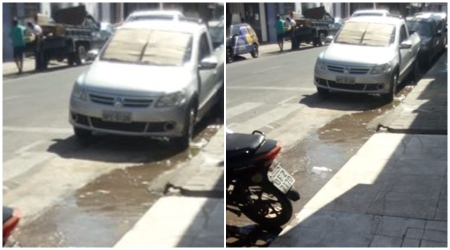 Cano quebrado na Rua José Genuíno, em Patos