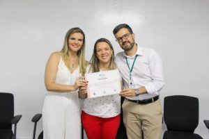 A diretora geral do Complexo Liliane Sena com Renata Nóbrega e Daniel Beltrammi