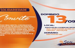 Solidariedade comunica mudança na convenção em Patos