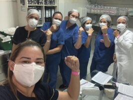 Integrantes da equipe de Enfermagem do Complexo que participaram da acao do dia 20