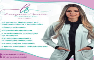Nutricionista Laryssa Sousa atende na Clínica Odonto Patos. Marque sua consulta