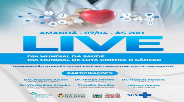 A LIVE do Complexo de Patos será realizada nesta quinta-feira, às 20h, pelo facebook