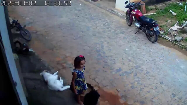 Ana Sophia Vídeo mostra Ana Sophia na frente da casa de uma amiga, em Bananeiras — Foto: reprodução/TV Cabo Branco