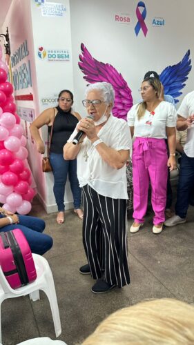 A paciente Maria do Socorro da cidade de Sousa tambem falou no evento e elogiou o tratamento que recebe na unidade