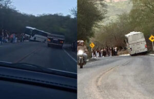 Ônibus com estudantes fica sem freios e motorista evita tragédia na Serra do Teixeira. Vídeo