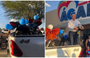 Porteiro se emociona ao ser presenteado com moto por mães de estudantes do Colégio Ágape, em Patos. Vídeo