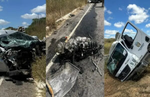 Quatro pessoas ficam feridas em colisão envolvendo caminhão e carro entre Teixeira e Desterro