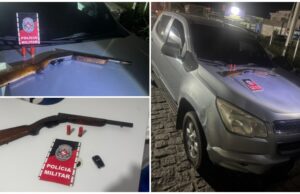 PM apreende arma e caminhonete em Teixeira suspeitas de ligação com tentativa de duplo homicídio em Patos. Vídeo
